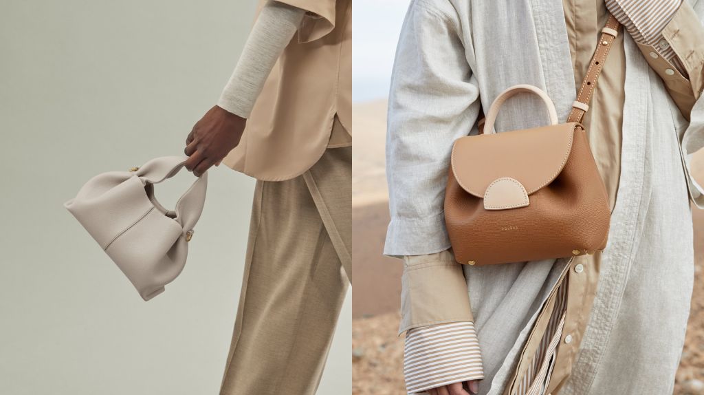 Polene Numero Un - Trio Camel - Textured Leather, Luxury, Bags