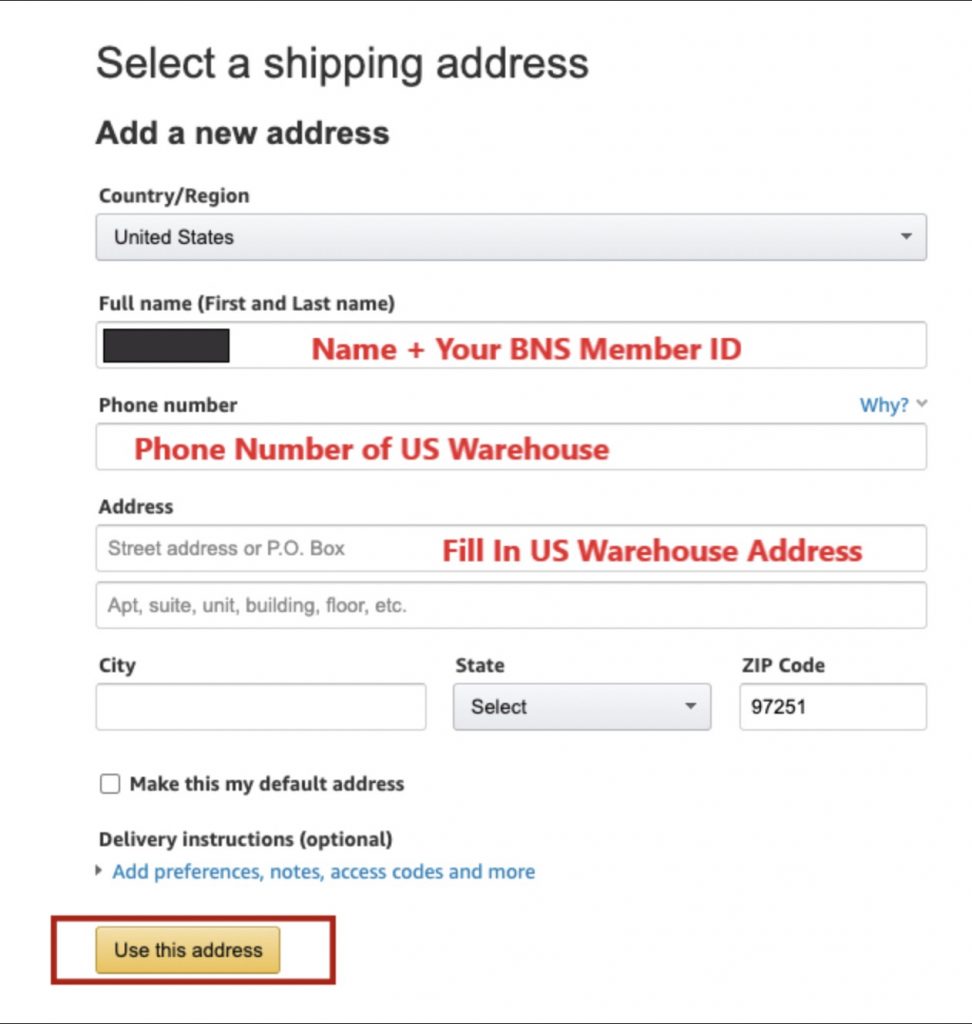 Carhartt Pets Shopping Guide 6-Use warehouse address provided by Buyandship
