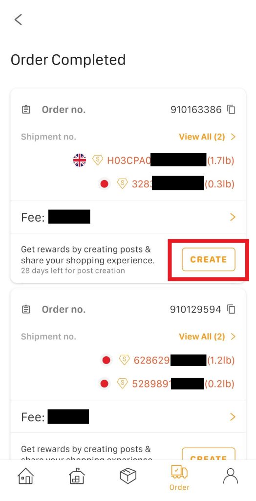 Select shipment to share on Buyaholic