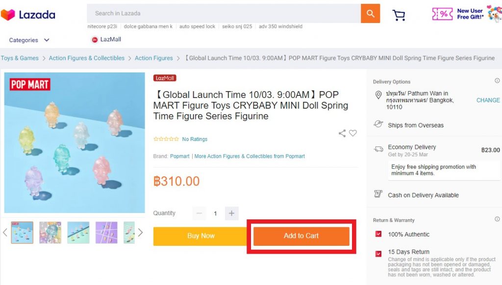 Lazada TH Shopping Tutorial 8: start browsing and add items into cart